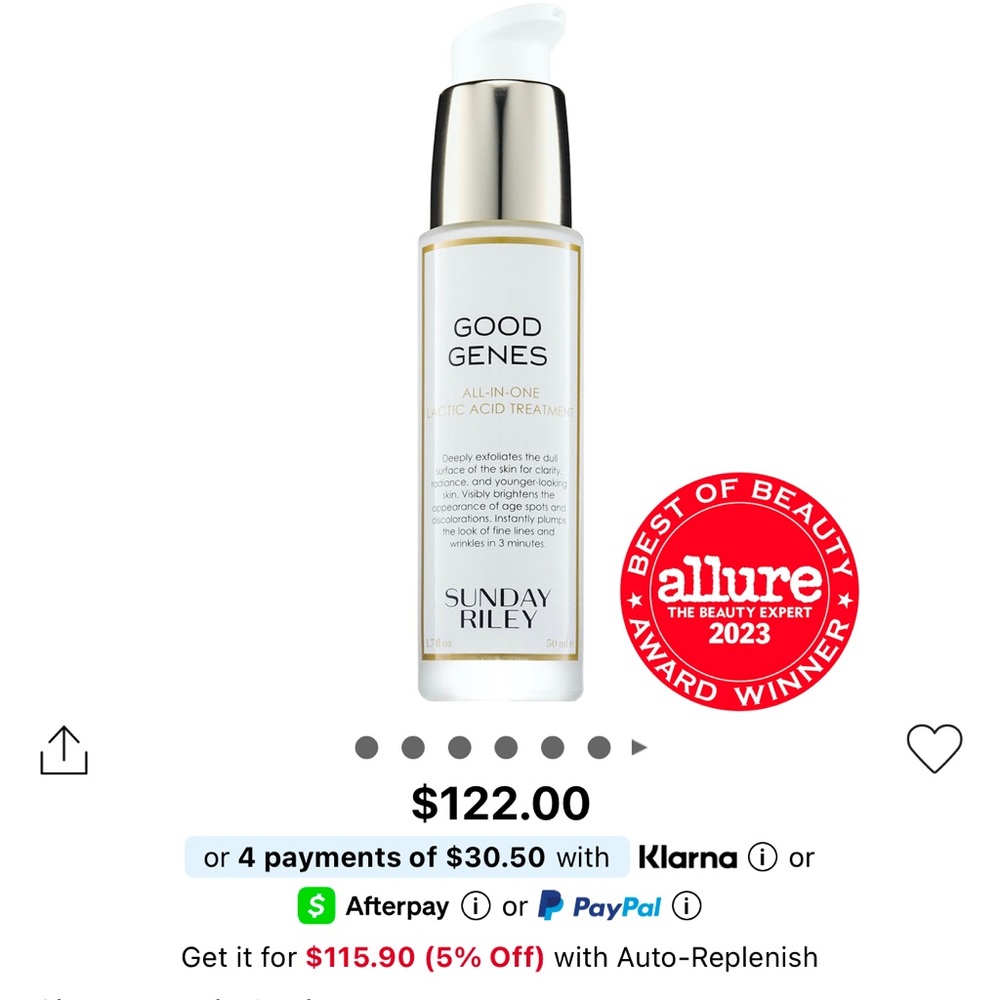 Sunday Riley Good Genes Lactic Acid Treatment - Cream and Silver